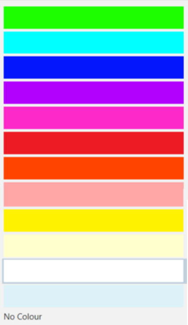 Figure 40. Available Colour Palette