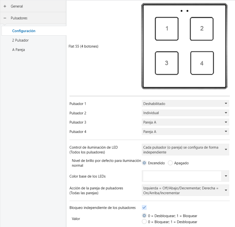 Figura 13. Pulsadores - Configuración
