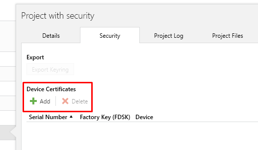 Figure 6. ETS – Add device certificate.