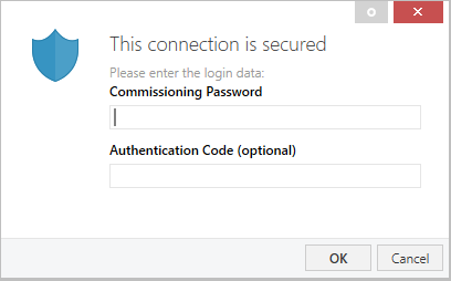 Figure 13. Request for Commissioning Password when selecting a secure IP Interface.