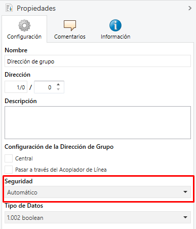 Figura 7. Seguridad en el bus KNX - Seguridad en las direcciones de grupo.
