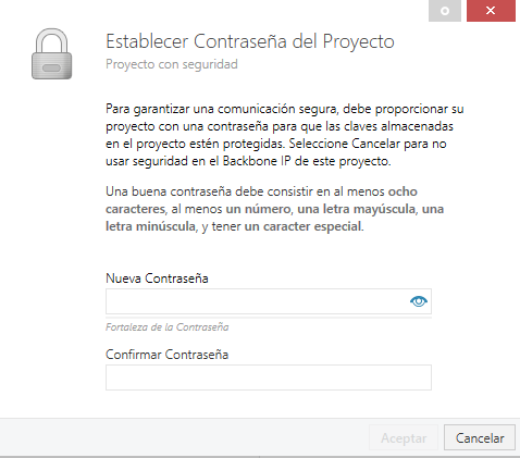 Figura 3. Proyecto – Establecer contraseña.