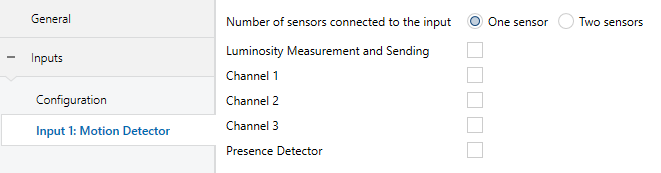 Figure 2. Motion sensor - Configuration