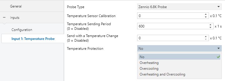 Figure 2. Options for Temperature Probe.
