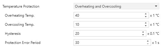 Figure 3. Temperature protection parameters.